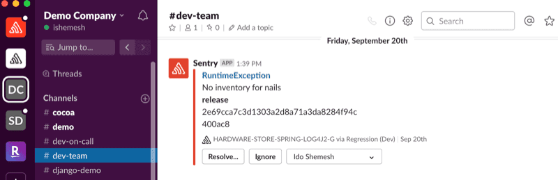 Slack notification